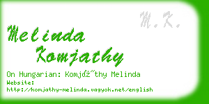 melinda komjathy business card